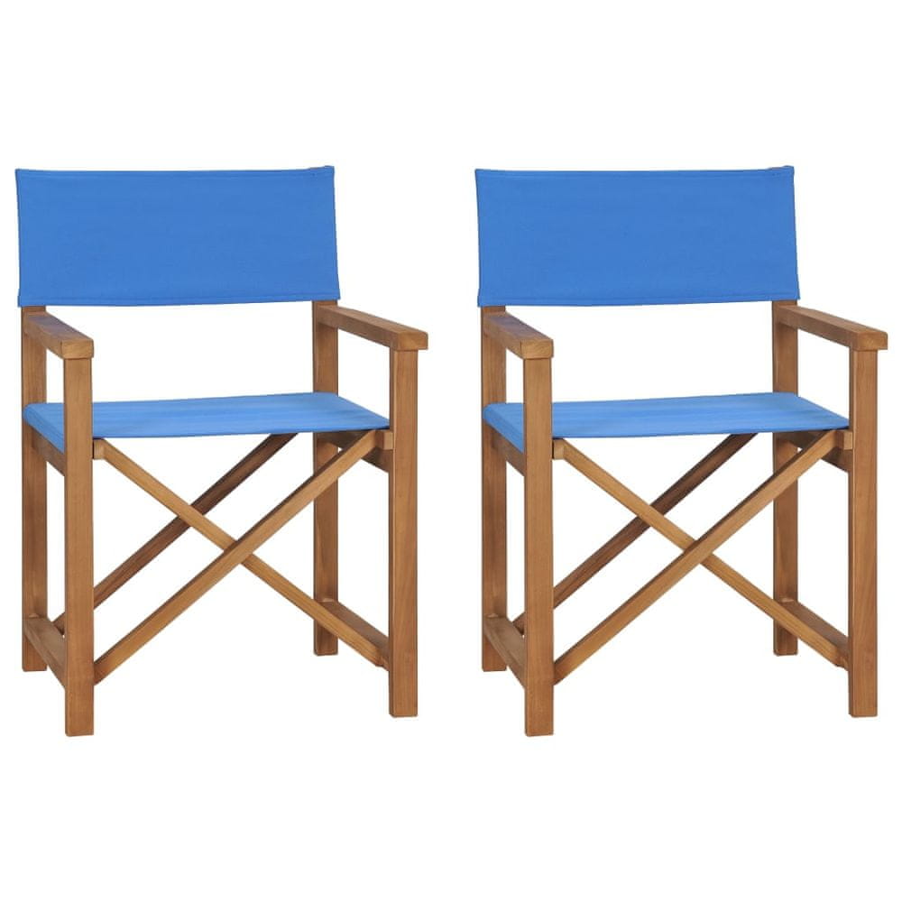 Vidaxl Režisérske stoličky 2 ks, tíkový masív, modré